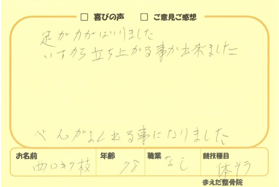 西口キク枝様のアンケート